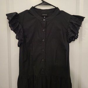 Black Short Sleeve Cotton Maxi Dress